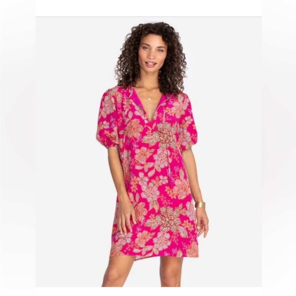 🌺 Johnny Was Pink Floral Silk Dress 🌺